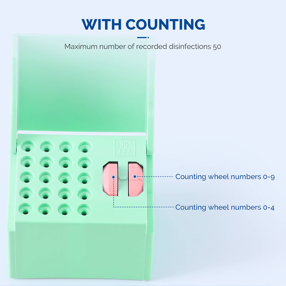 Dental 20 Holes Endo Files Disinfection Box With Memory Holder & Measuring Counter