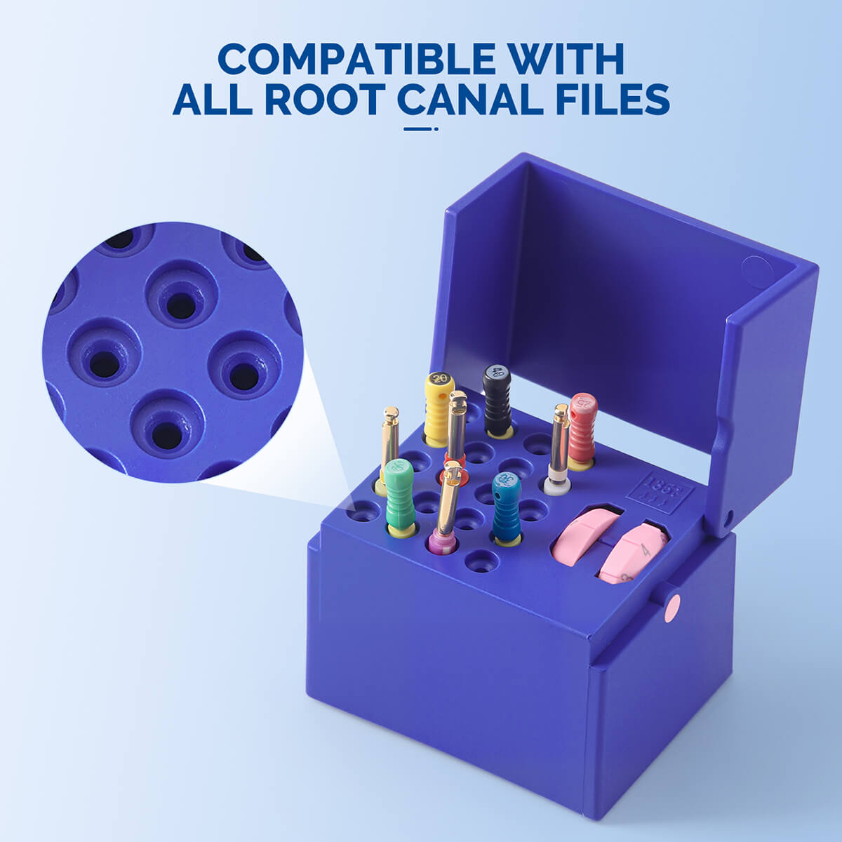 Dental 20 Holes Endo Files Disinfection Box With Memory Holder & Measuring Counter