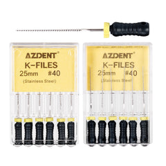 AZDENT Dental Hand K-Files Stainless Steel 25mm #40 Black 6pcs/Box