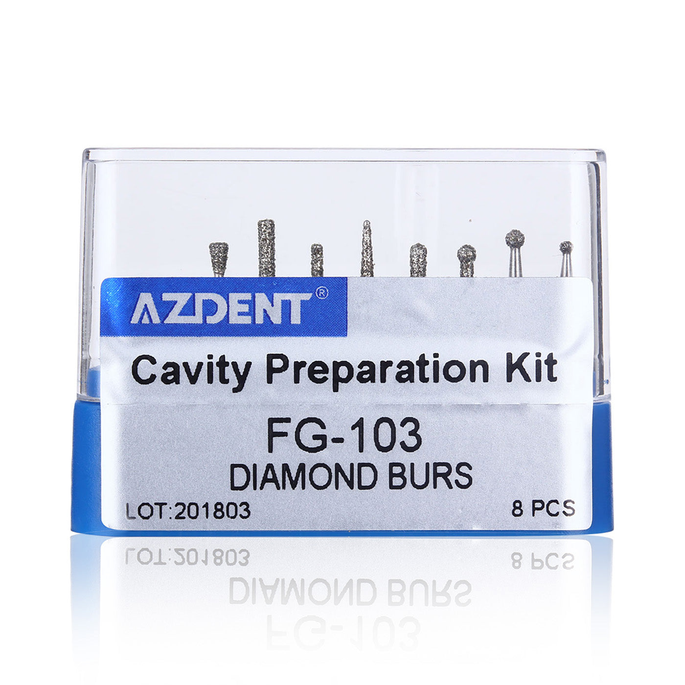 Kit de preparación de cavidades AZDENT de fresa de diamante dental FG-103 (8 piezas)