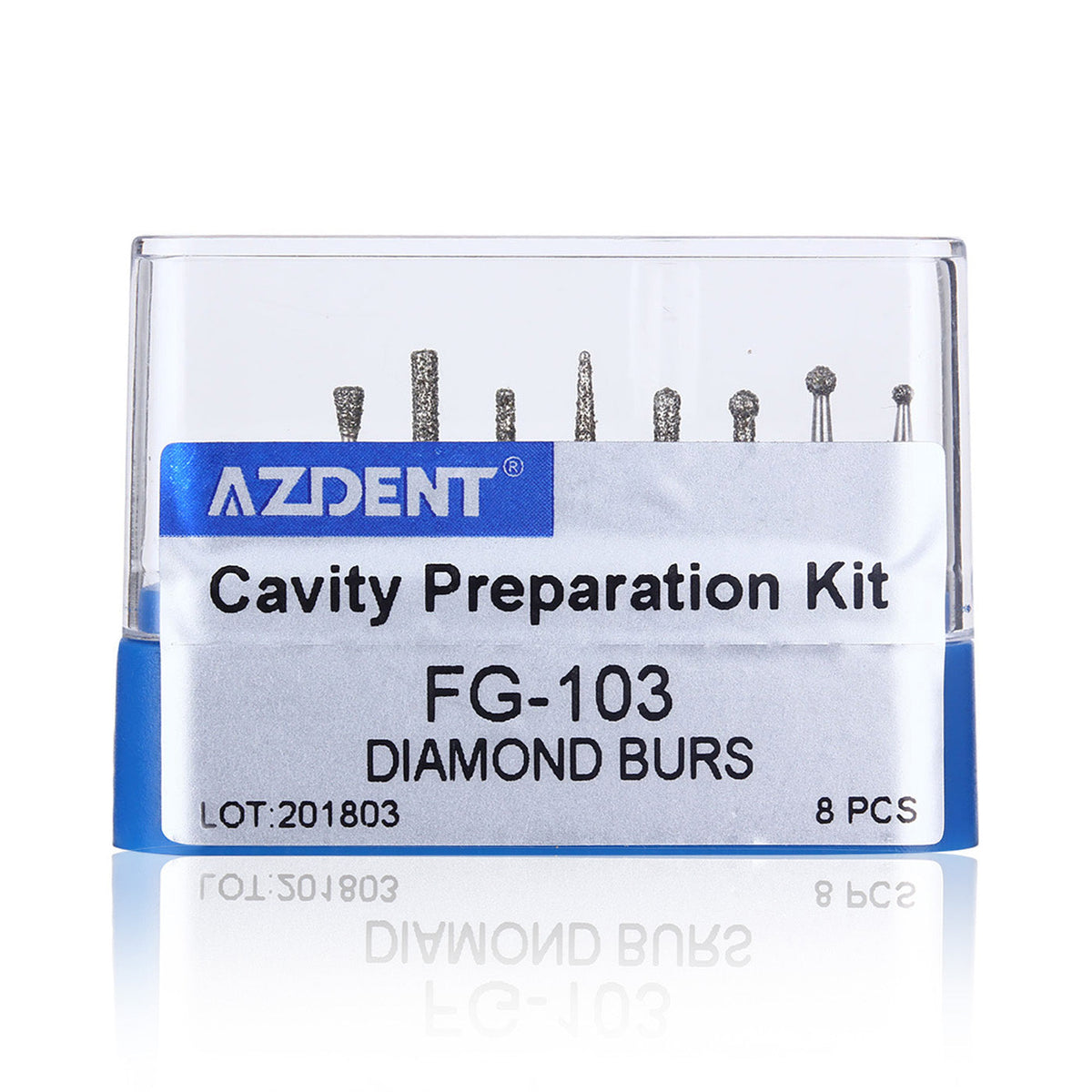Kit de preparación de cavidades AZDENT de fresa de diamante dental FG-103 (8 piezas)