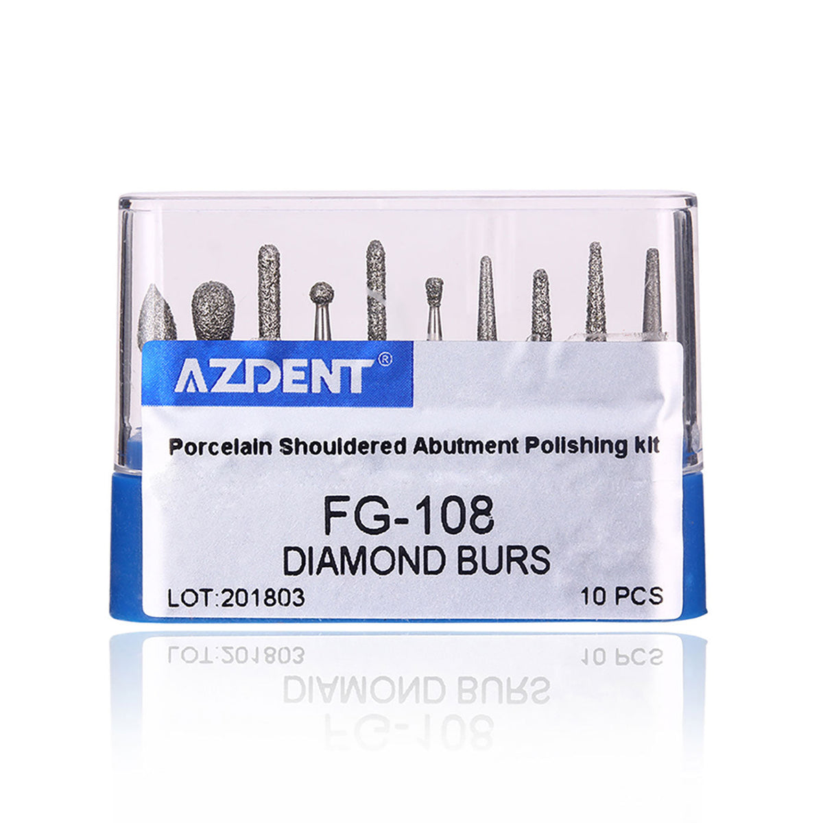 Набор для полировки абатментов с керамическим уступом AZDENT Dental Diamond Bor FG-108, 10 шт./комплект