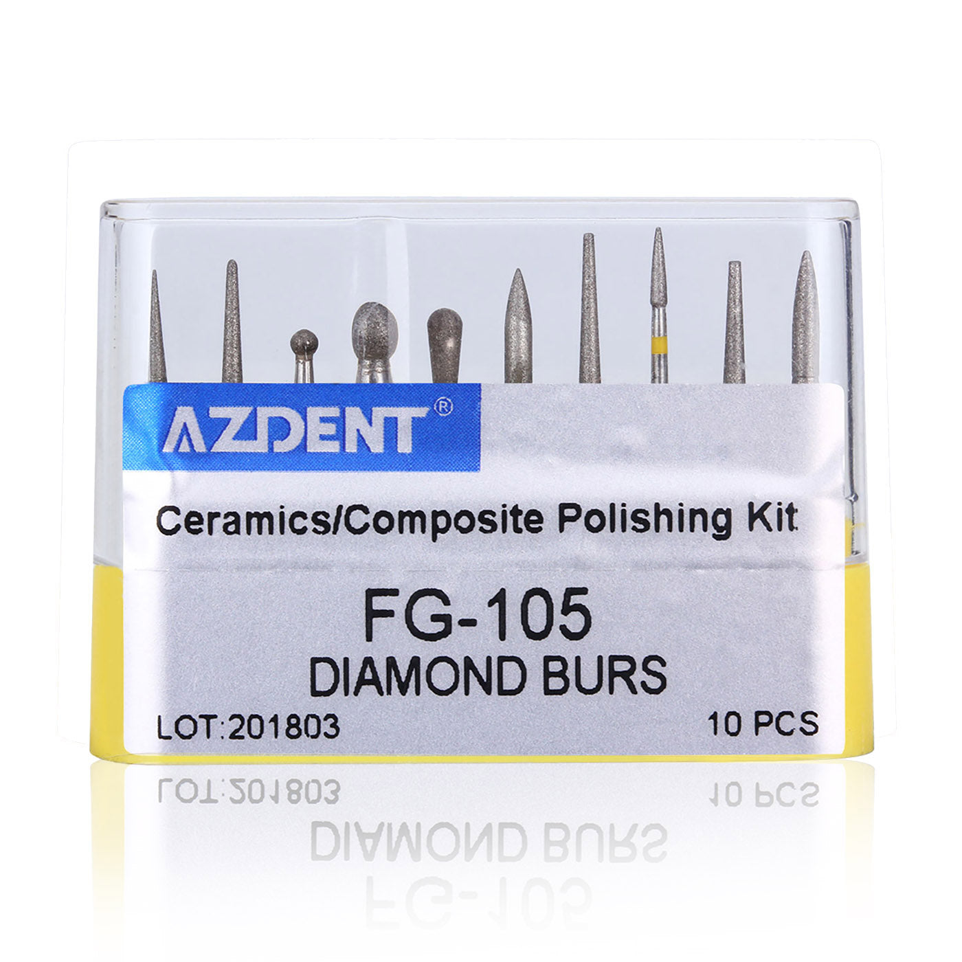 Набор для полировки керамики/композита AZDENT Dental Diamond Bor FG-105 10 шт./комплект