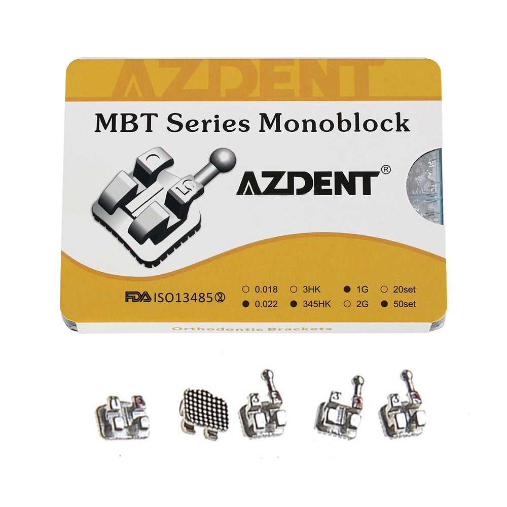 1000pcs AZDENT Dental Metal Brackets Mini MBT .022 Hooks on 345 50 Sets/Box