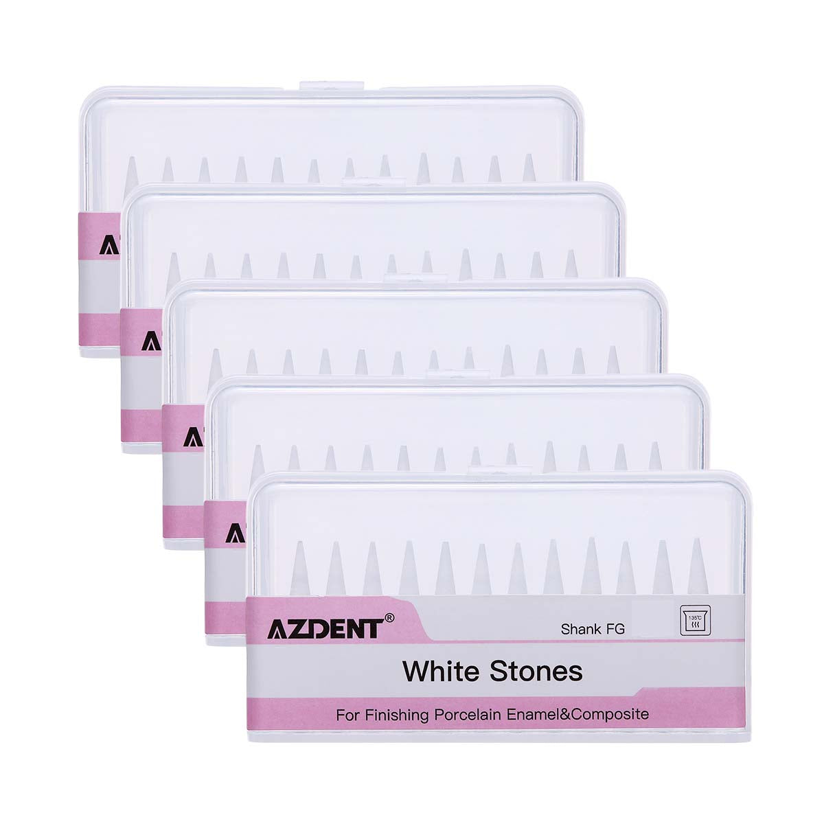 AZDENT Dental Polishing FG Burs Cone Shape White Stone 12pcs/Kit