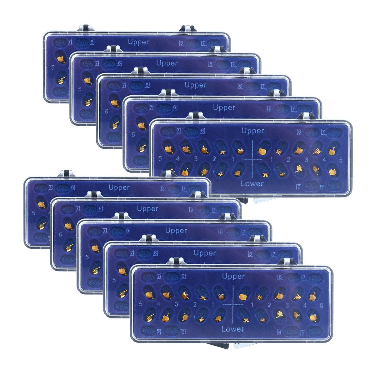 AZDENT Dental Metal Brackets Mini Roth/MBT 0.022 Hooks on 345 Gold Color 20pcs/Box
