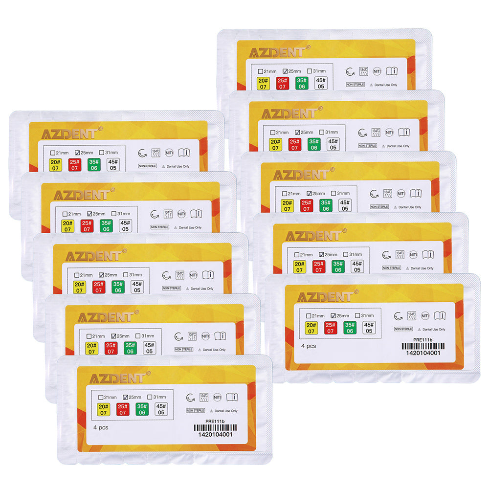AZDENT Dental Niti Rotary Engine Files Reciprocating Root Canal 25mm 4Pcs/Pack
