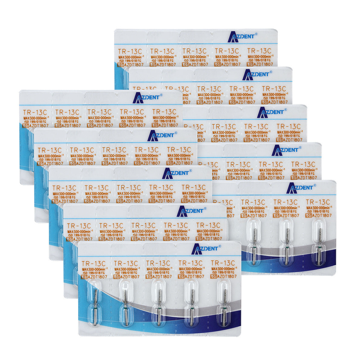 AZDENT Diamond Bur FG TR-13C Taper Round End Cone 5pcs/Pack