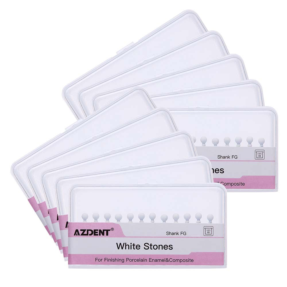 AZDENT Dental Polishing FG Burs Round Shape White Stone 12pcs/Kit