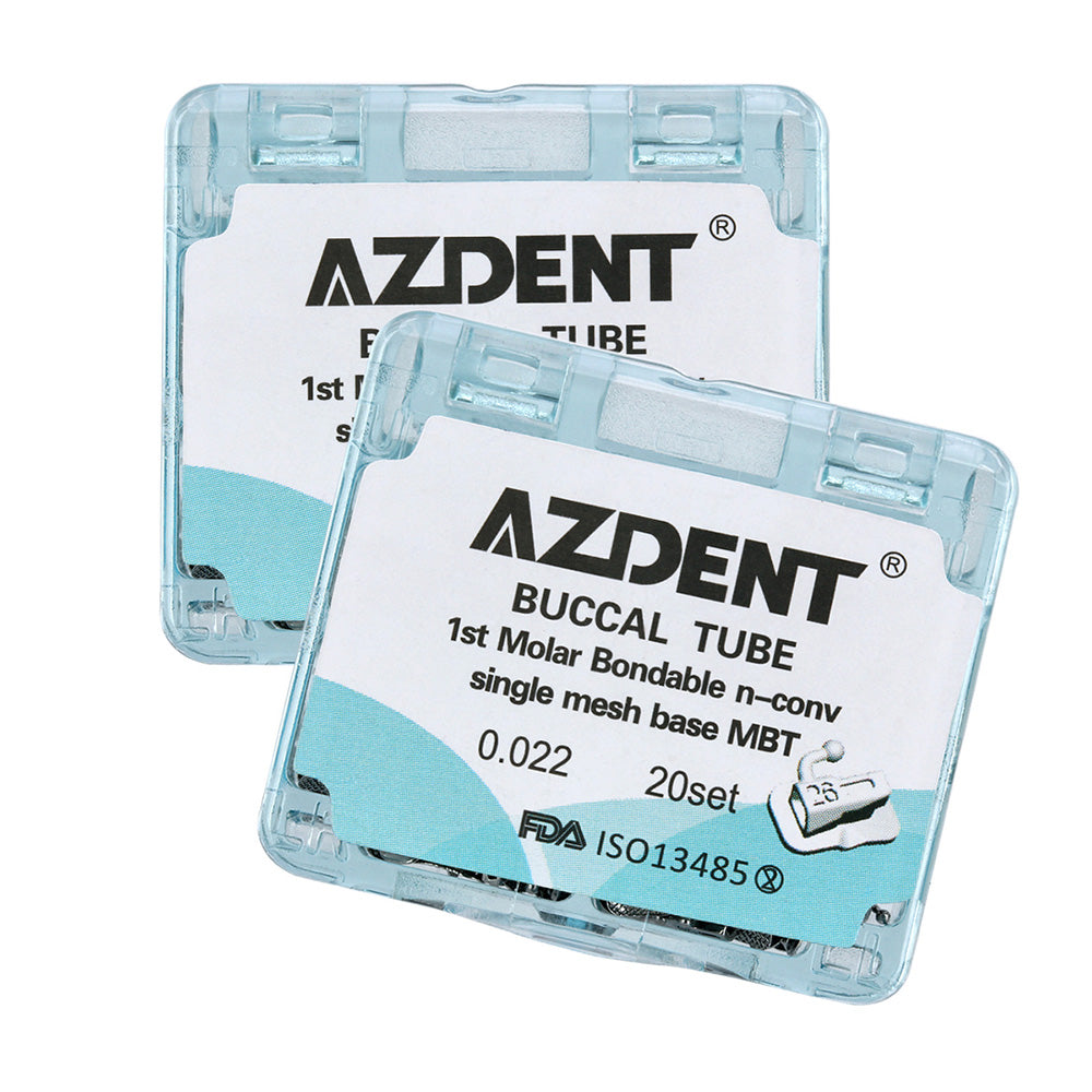 AZDENT Buccal Tube 1st Molar Bondable Split Non-Convertible MBT 0.022 20Sets/Bx