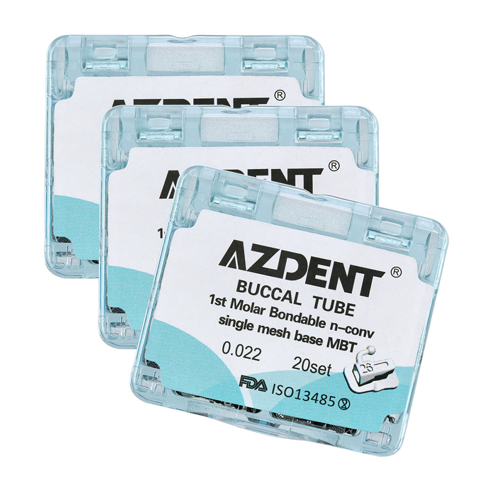 AZDENT Buccal Tube 1st Molar Bondable Split Non-Convertible MBT 0.022 20Sets/Bx