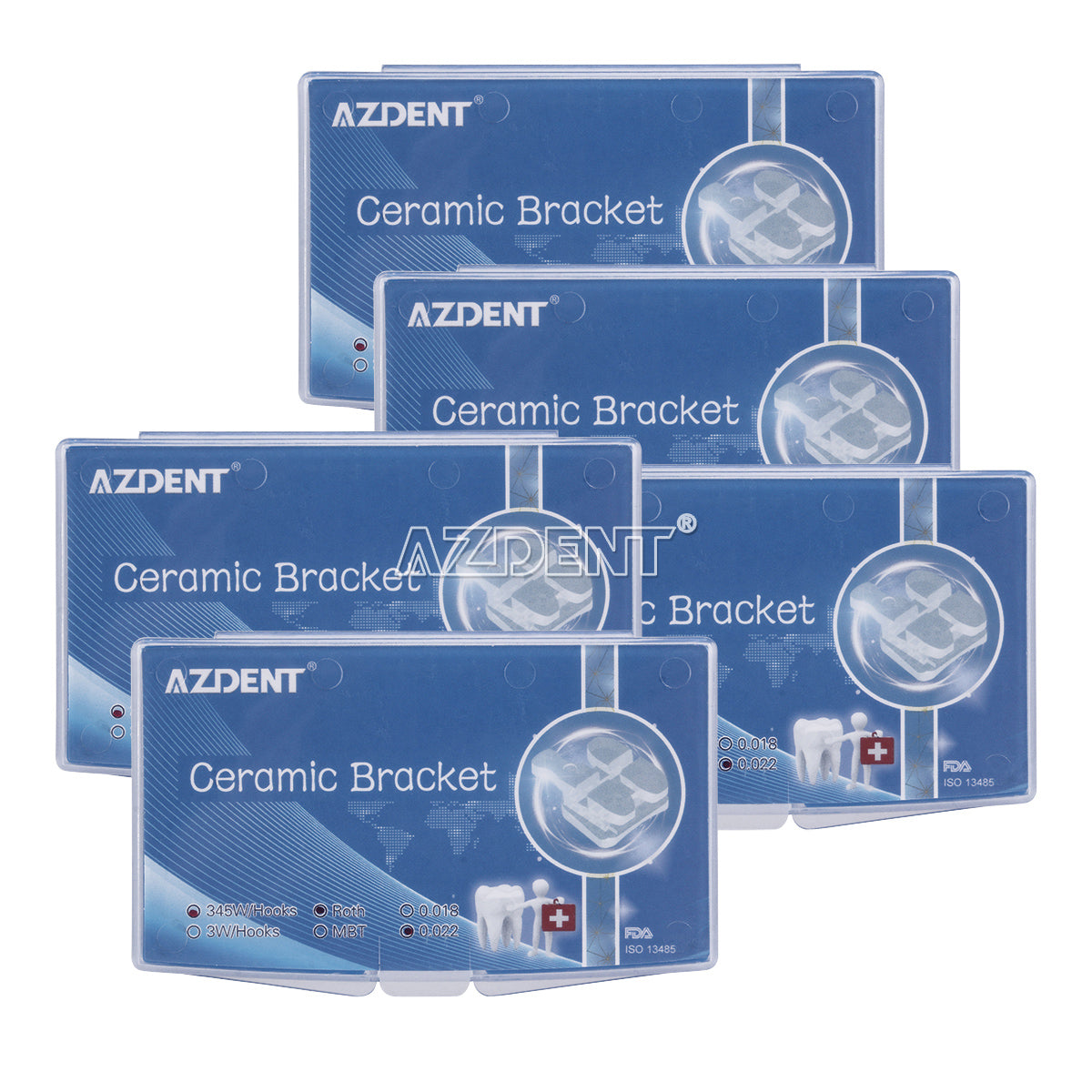 AZDENT Dental Ceramic Bracket Roth 0.022 Hooks On 345 20pcs/Box