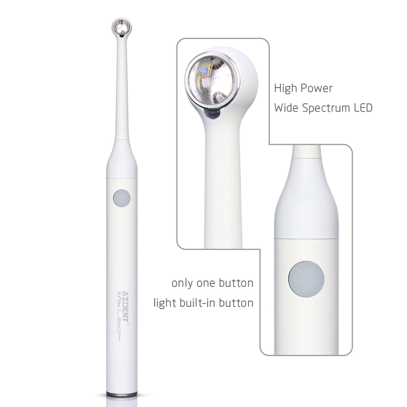 AZDENT LED Curing Light Wireless Wide Spectrum 385-515nm 2300mW/Cm² High Power Easy Operation