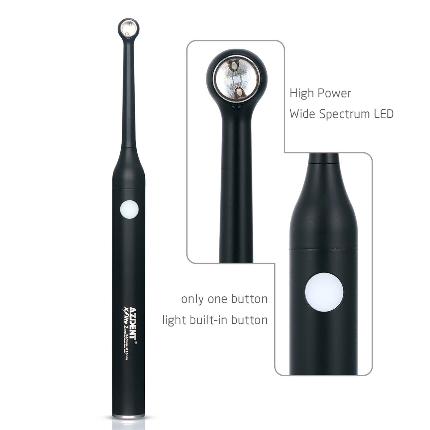 AZDENT LED Curing Light Wireless Wide Spectrum 385-515nm 2300mW/Cm² High Power Easy Operation