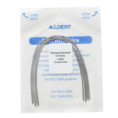 AZDENT Thermal Active NiTi Archwire Ovoid Form Rectangular 0.014 x 0.025 Lower 10pcs/Pack