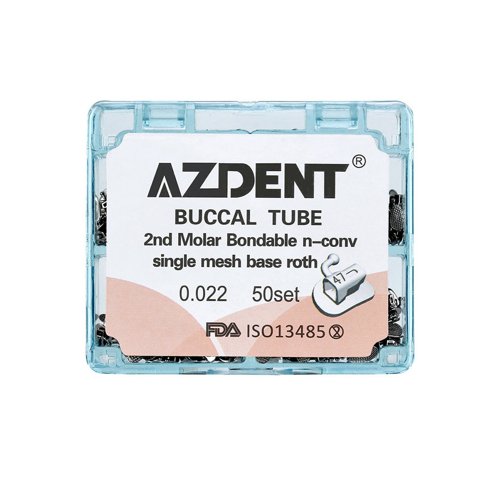 AZDENT Buccal Tube 2nd Molar Bondable Split Non-Convertible Roth 0.022 50Sets/Bx