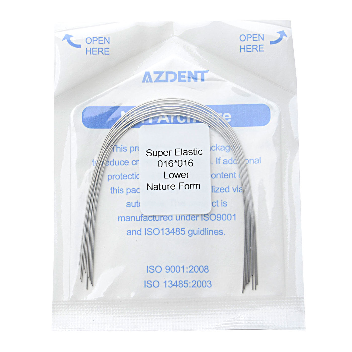 AZDENT Arco de Niti Super Elástico Natural Rectangular Tamaño Completo 10 piezas/Paquete