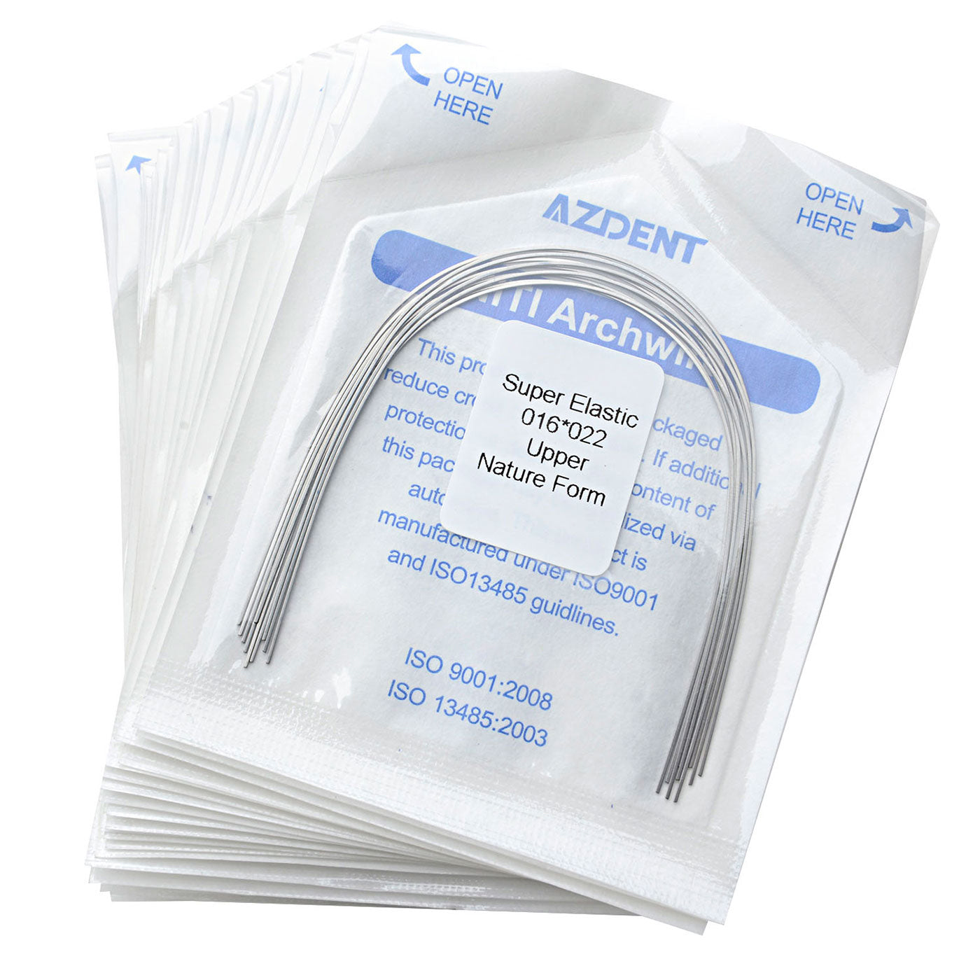 AZDENT Arco de Niti Super Elástico Natural Rectangular Tamaño Completo 10 piezas/Paquete