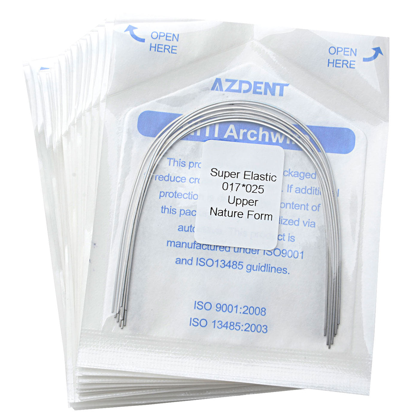 AZDENT Arco de Niti Super Elástico Natural Rectangular Tamaño Completo 10 piezas/Paquete