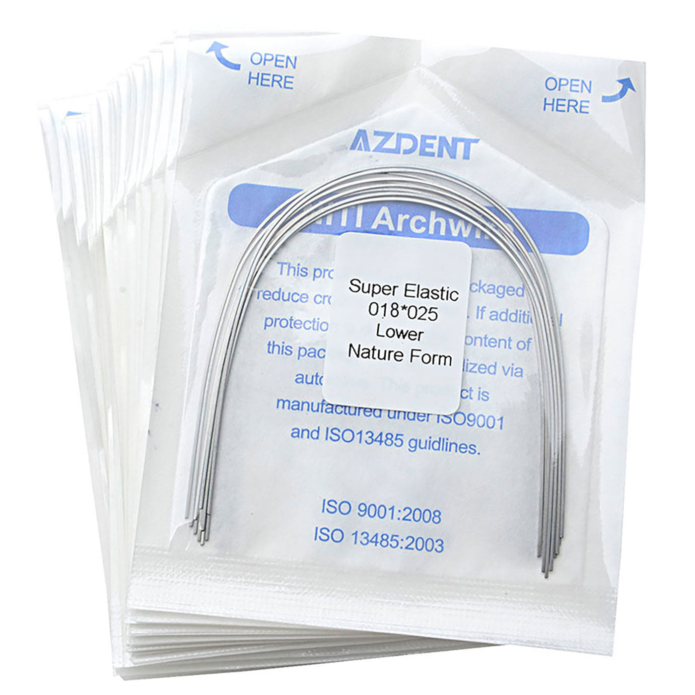 AZDENT Arco de Niti Super Elástico Natural Rectangular Tamaño Completo 10 piezas/Paquete