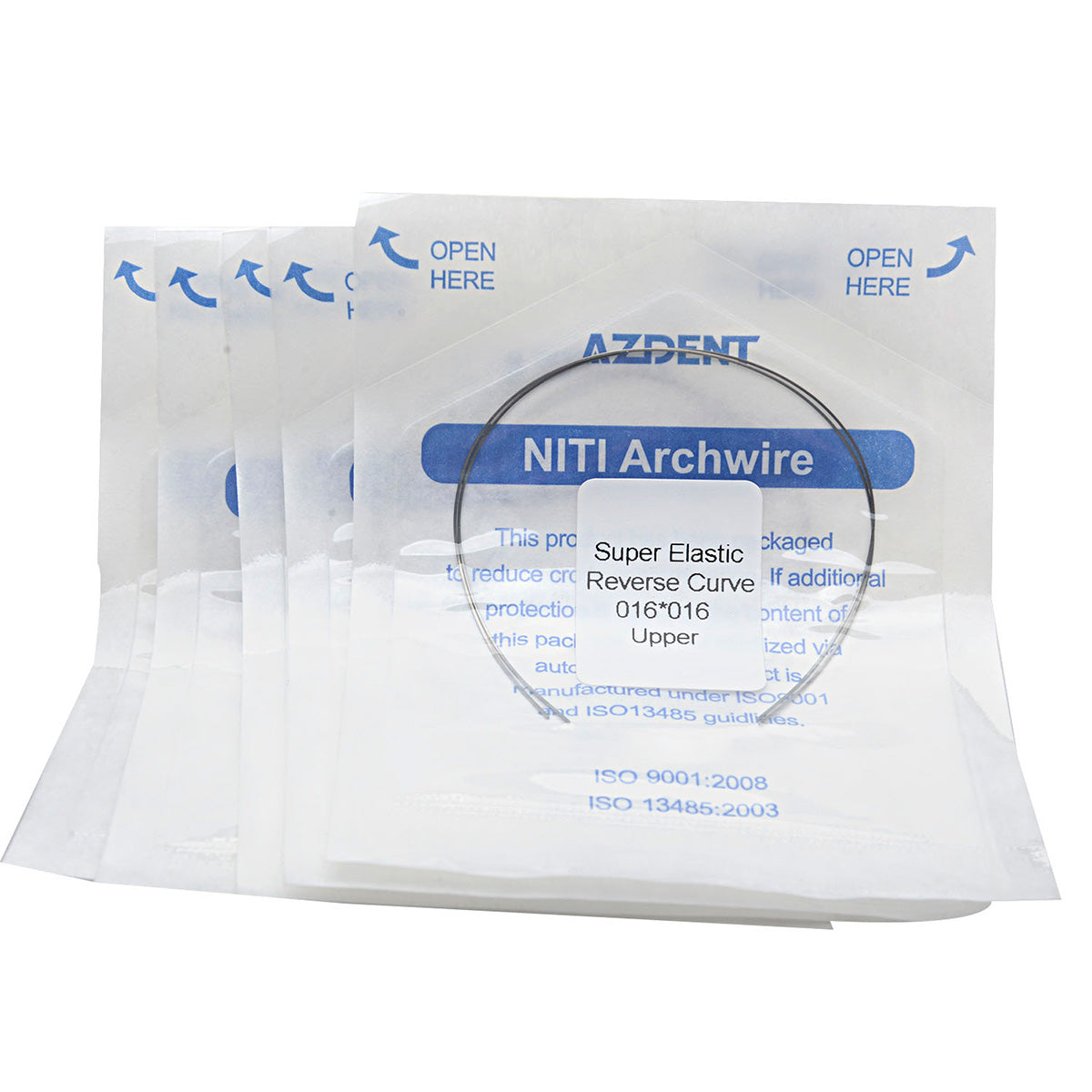 Arco de Niti AZDENT con curvatura inversa rectangular de 0,016 x 0,016 superior, paquete de 2 unidades