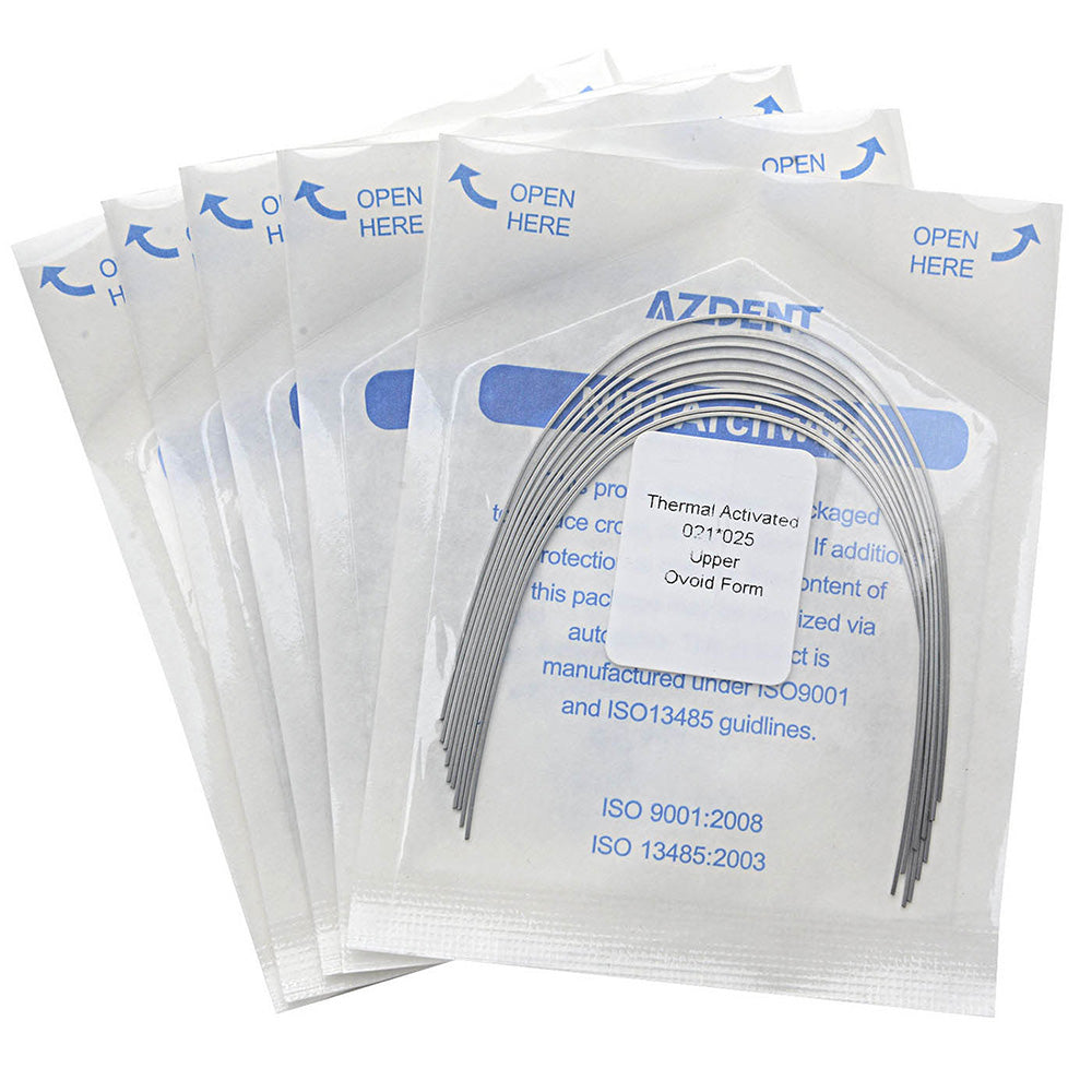 AZDENT Thermal Active NiTi Archwire Ovoid Form Rectangular 0.021 x 0.025 Upper 10pcs/Pack