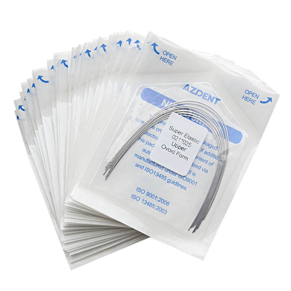 Arco de alambre AZDENT Niti Super Elastic Ovoide Rectangular 0,021 x 0,025 Superior 10 piezas/paquete