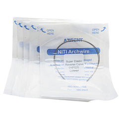 Arco de Niti AZDENT con curvatura inversa rectangular de 0,016 x 0,025 mm, inferior, 2 unidades/paquete