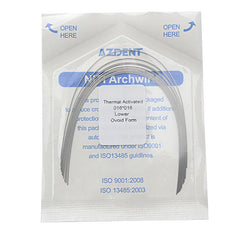 AZDENT Thermal Active NiTi Archwire Ovoid Form Rectangular 0.016 x 0.016 Lower 10pcs/Pack