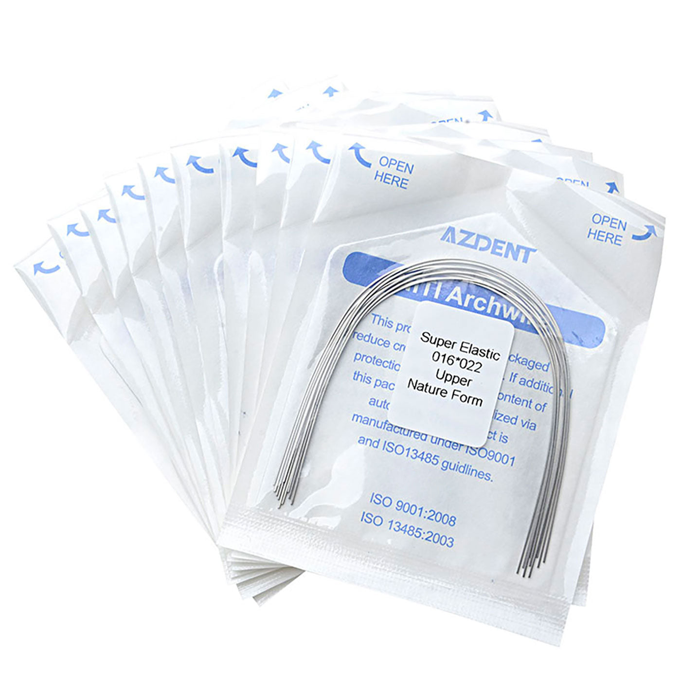 AZDENT Arco de Niti Super Elástico Natural Rectangular Tamaño Completo 10 piezas/Paquete