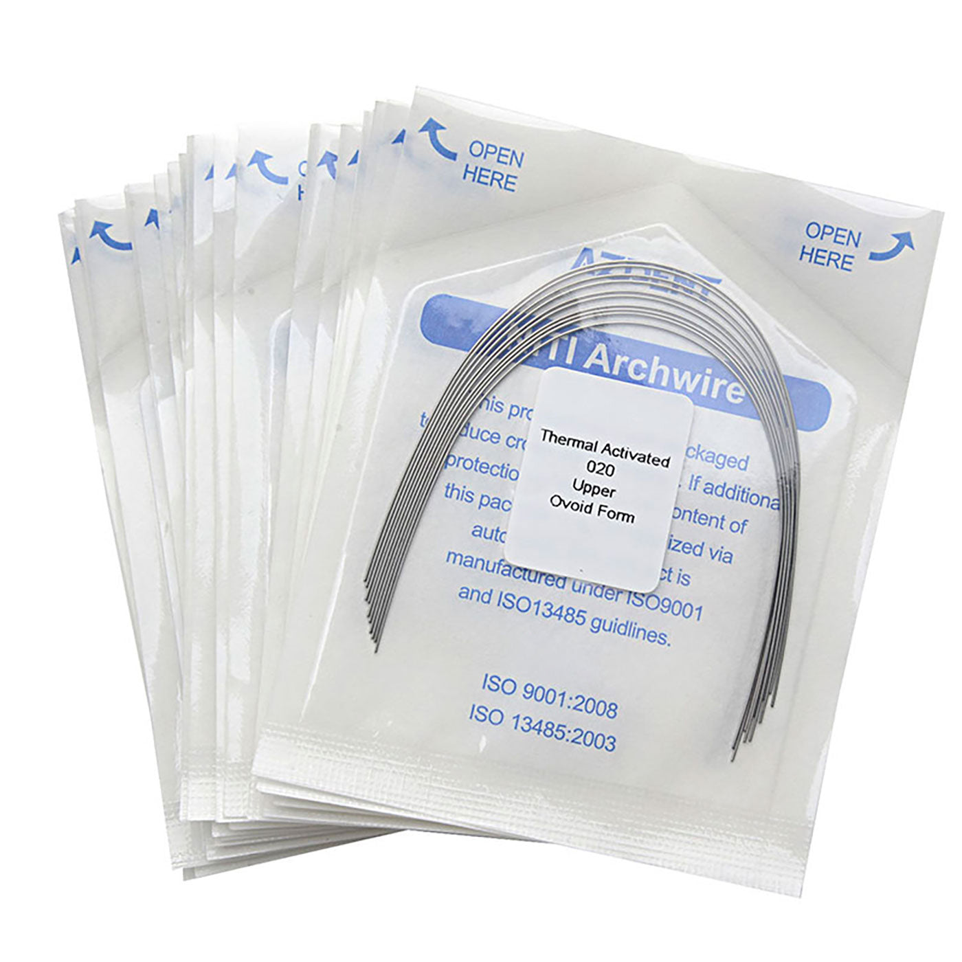 AZDENT Thermal Active NiTi Arch Wire Ovoid Form Round 0.020 Upper 10pcs/Pack