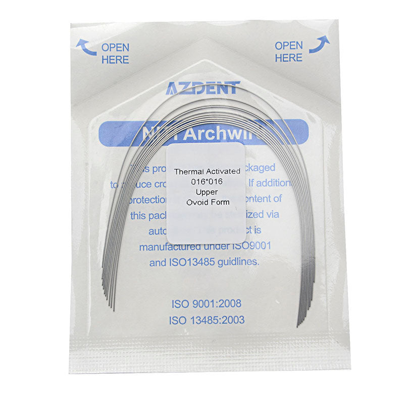 AZDENT Thermal Active NiTi Archwire Ovoid Form Rectangular 0.016 x 0.016 Upper 10pcs/Pack