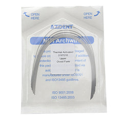 AZDENT Thermal Active NiTi Archwire Ovoid Form Rectangular 0.016 x 0.016 Upper 10pcs/Pack