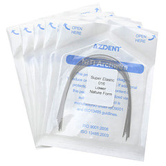 AZDENT Arch Wire NiTi Super Elastic Natural Round 0.016 Lower 10pcs/Pack
