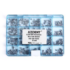 AZDENT Dental Metal Brackets Mini Roth .018 MIM Monoblock Hooks on 345 400pcs/Box
