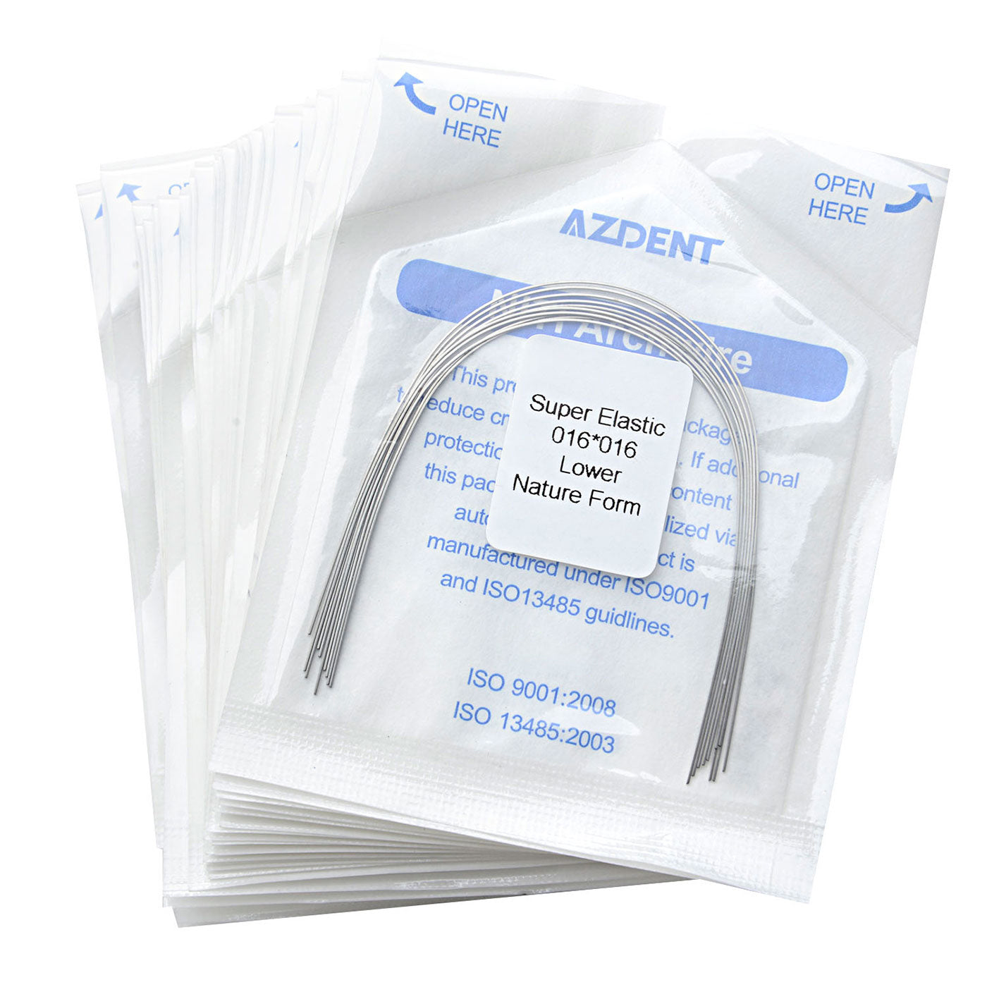 AZDENT Arco de Niti Super Elástico Natural Rectangular Tamaño Completo 10 piezas/Paquete