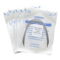 AZDENT Arco de Niti Super Elástico Ovoide Rectangular 0,018 x 0,018 Inferior 10 piezas/Paquete