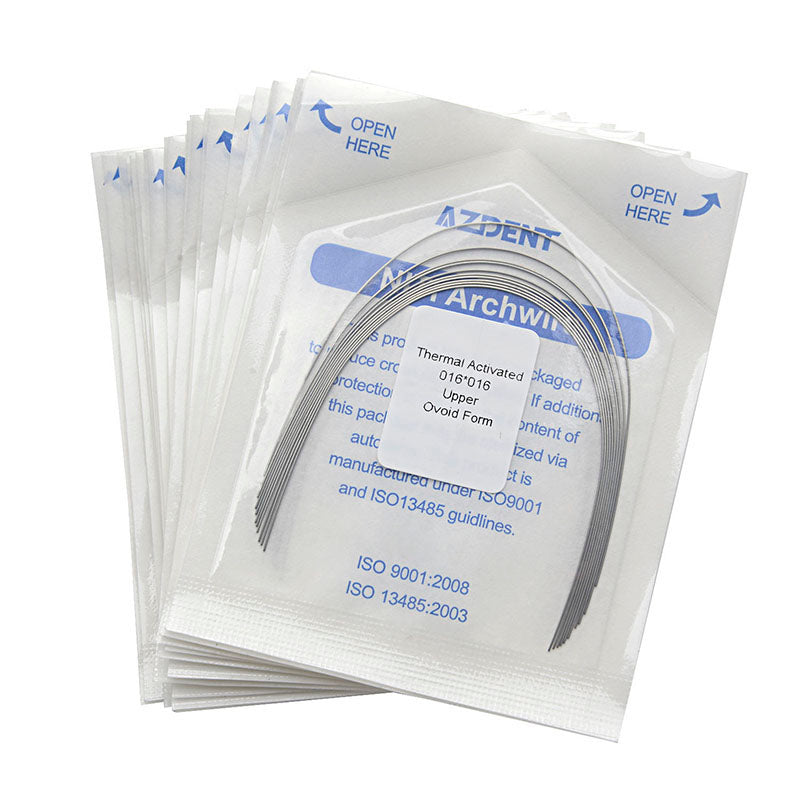 AZDENT Thermal Active NiTi Archwire Ovoid Form Rectangular 0.016 x 0.016 Upper 10pcs/Pack