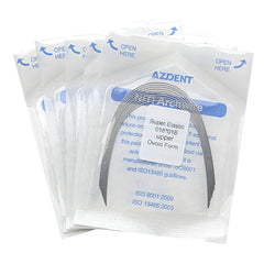 AZDENT Arco de Niti Super Elástico Ovoide Rectangular 0,018 x 0,018 Superior 10 piezas/Paquete