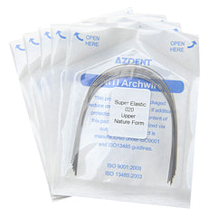 AZDENT Arco de alambre NiTi superelástico natural redondo 0.020 superior 10 piezas/paquete