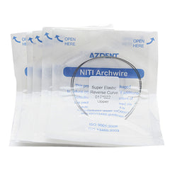 Arco de Niti AZDENT con curvatura inversa rectangular de 0,017 x 0,022 superior, paquete de 2 unidades