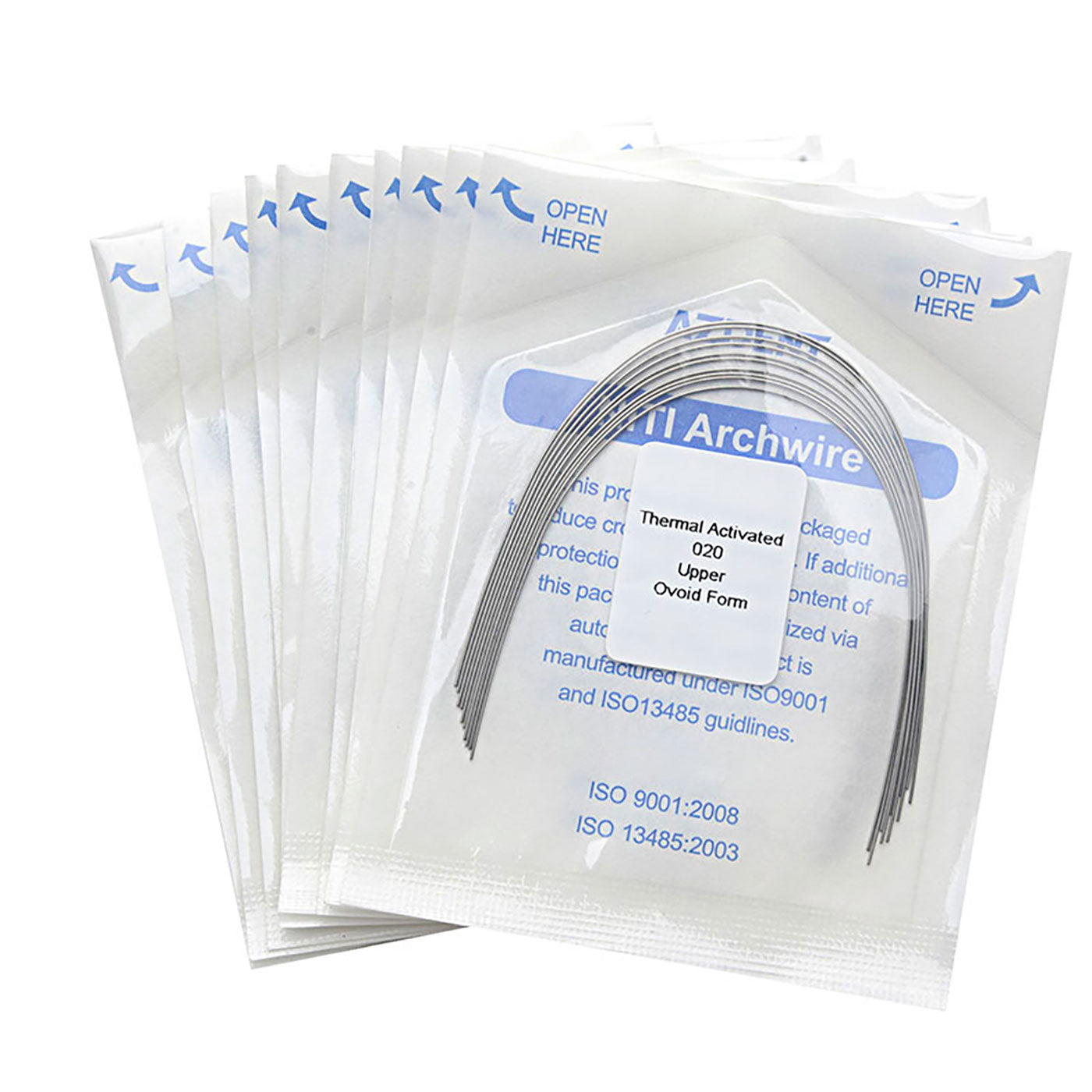 AZDENT Thermal Active NiTi Arch Wire Ovoid Form Round 0.020 Upper 10pcs/Pack