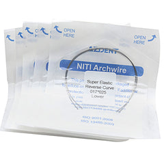 Arco de Niti AZDENT con curvatura inversa rectangular de 0,017 x 0,025 mm, inferior, paquete de 2 unidades