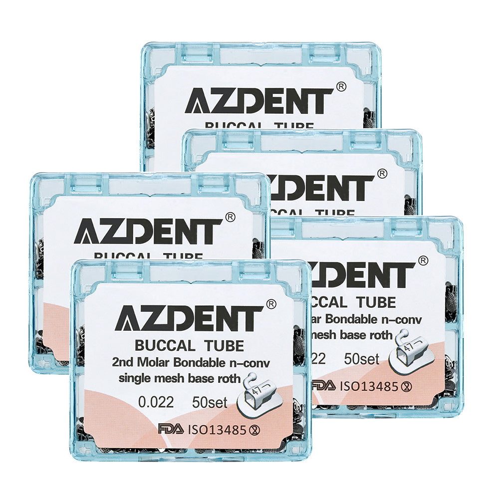 AZDENT Buccal Tube 2nd Molar Bondable Split Non-Convertible Roth 0.022 50Sets/Bx