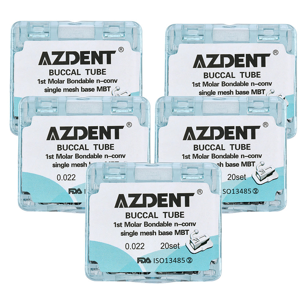 AZDENT Buccal Tube 1st Molar Bondable Split Non-Convertible MBT 0.022 20Sets/Bx