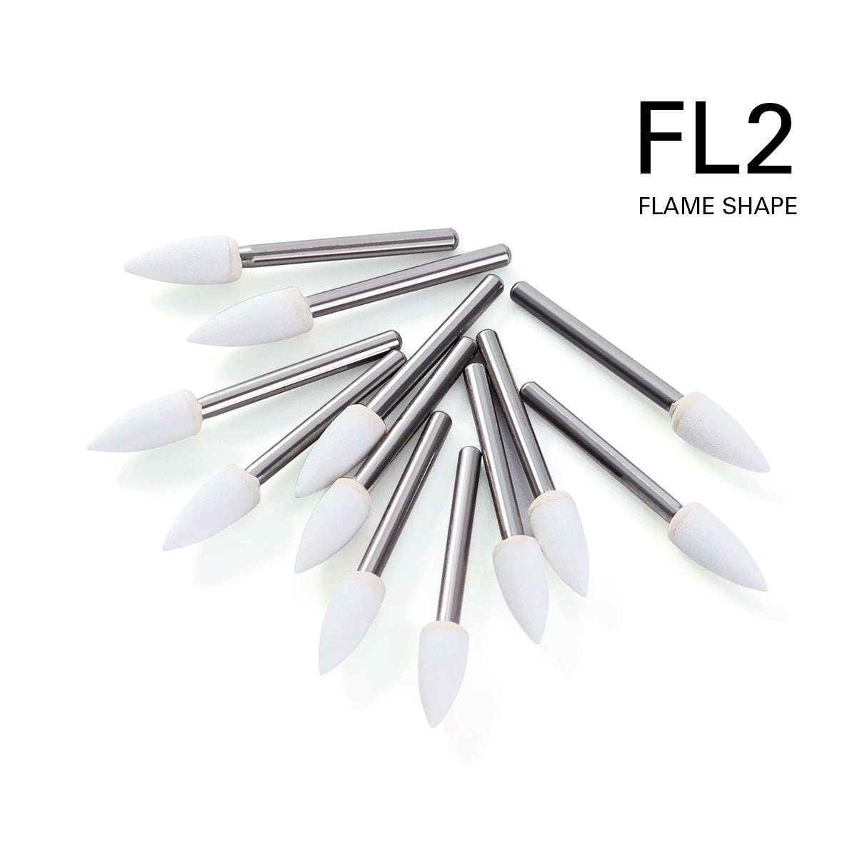 AZDENT Dental Polishing FG Burs Flame Shape White Stone 12pcs/Kit