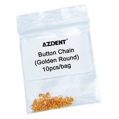 AZDENT Dental Traction Chain Gold Plated Round Buttons with Chain 10/Bag