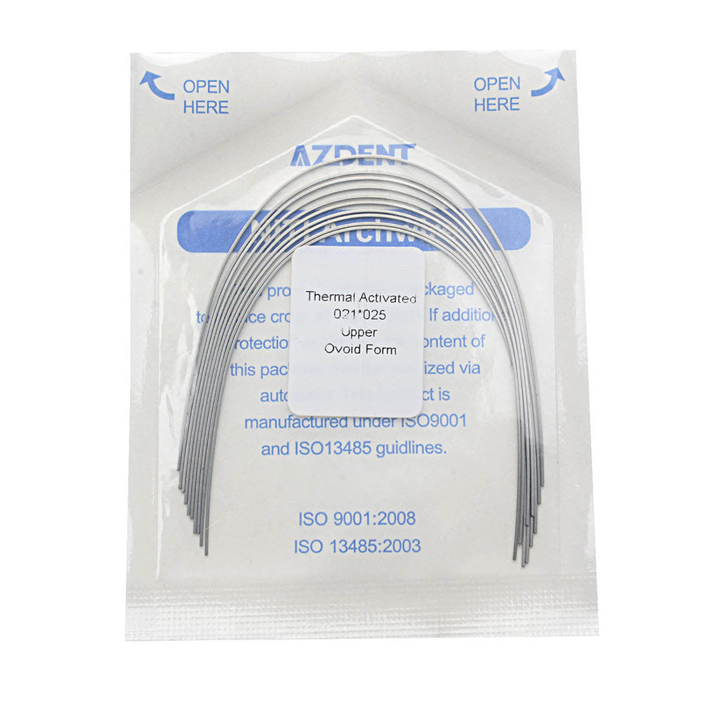AZDENT Thermal Active NiTi Archwire Ovoid Form Rectangular 0.021 x 0.025 Upper 10pcs/Pack