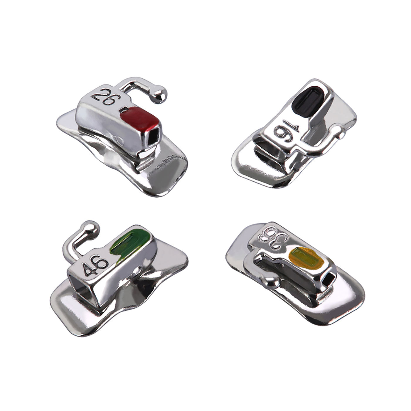 Tubo bucal AZDENT para primer molar, no convertible, MBT 0.022, marcado láser, cuadrantes surtidos (UR, UL, LL y LR), 4 unidades por bolsa