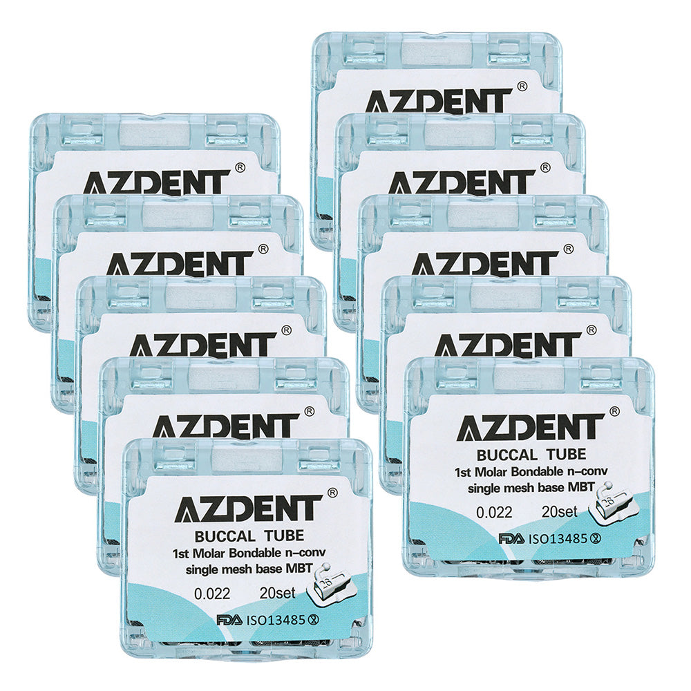 AZDENT Buccal Tube 1st Molar Bondable Split Non-Convertible MBT 0.022 20Sets/Bx